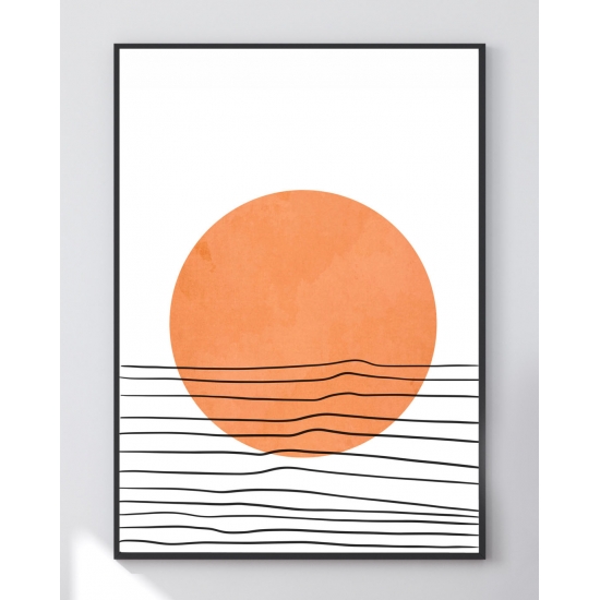 Autorski Plakat z Motywem Natury Słońce i Fala (A4)